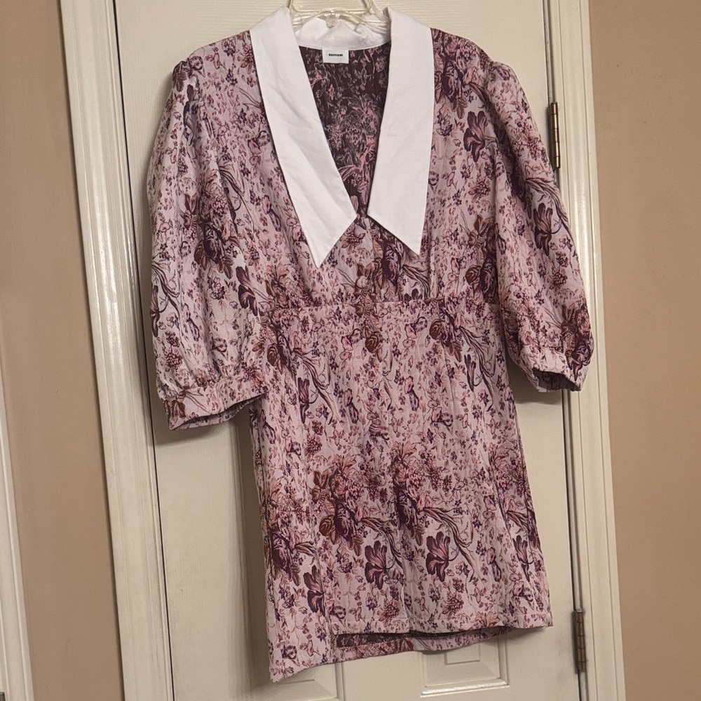 Pink floral collared dress